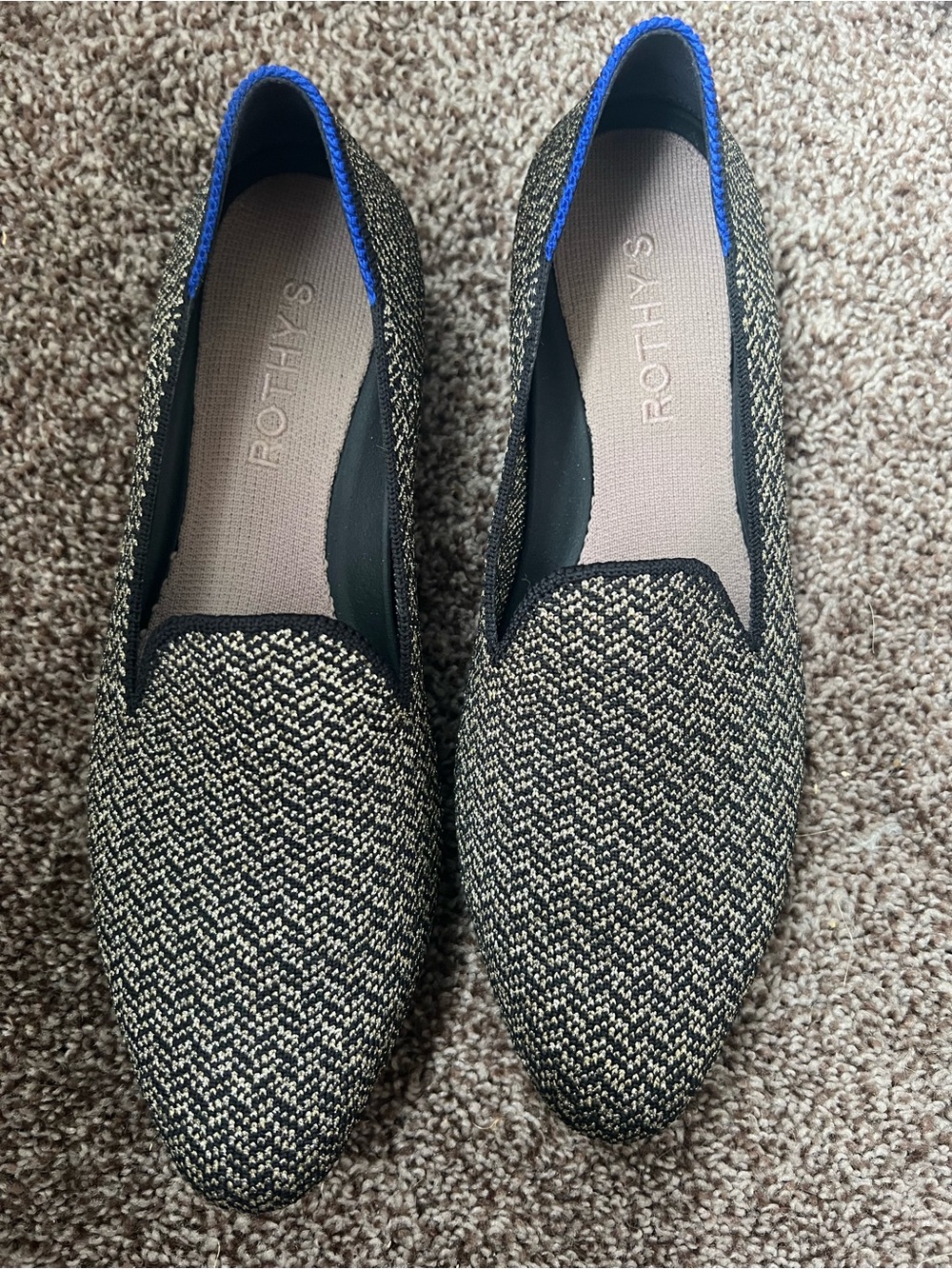 Rothy's Almond Loafer in Sparkle Herringbone